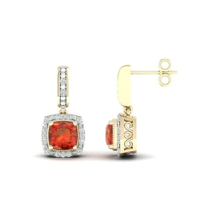 Imperial Gems 10K Yellow Gold Madeira Citrine 1/10 CT TW Diamond Halo Earrings
