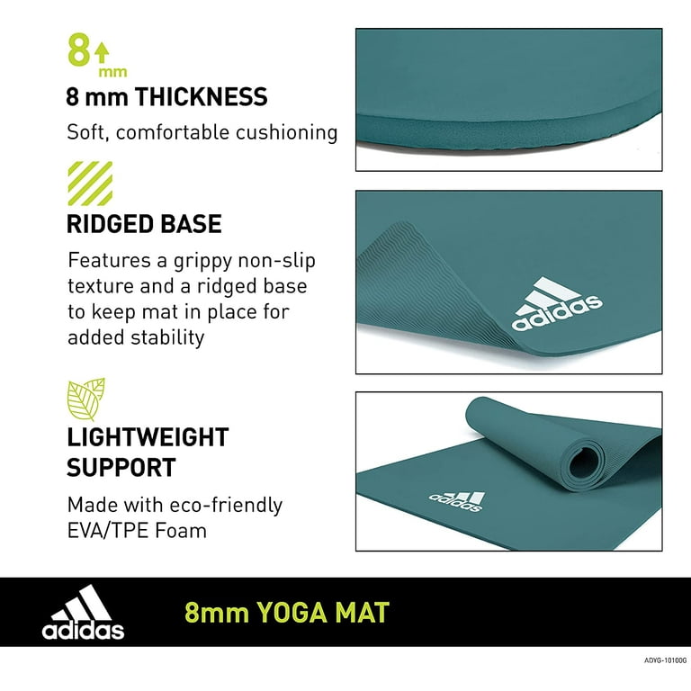 Adidas Universal Exercise Slip Resistant Fitness Yoga Mat 8mm Thick Raw Green Walmart