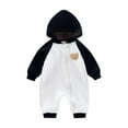 thumbnail image 2 of Cowsor Newborn Baby Clothes Color Block Long Sleeve Hooded Romper with Pocket Fall Winter One Piece Outfits, 2 of 3