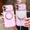 thumbnail image 3 of Zonrw Funda Magnética Para Iphone 16 Plus Para Mujeres Y Niñas, Marco De Onda Suave Y Lindo, Forma Rizada, Corazón De Amor, Carcasa De Teléfono Con Revestimiento De Lujo, Compatible Con Magsafe A Prue, 3 of 5