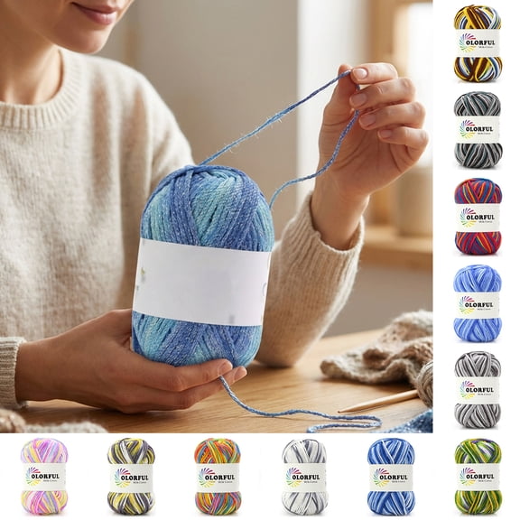 Milk Cotton Yarn, Variegated Crochet Yarn for Knitting and Amigurumi, Soft Student Yarn for Craft Projects, 1 Skein