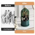 thumbnail image 3 of Brush Holder with Lid 360 Rotating Clear Dustproof Make Up Organizers for Vanity Bathroom Countertop, Transparent, 3 of 7