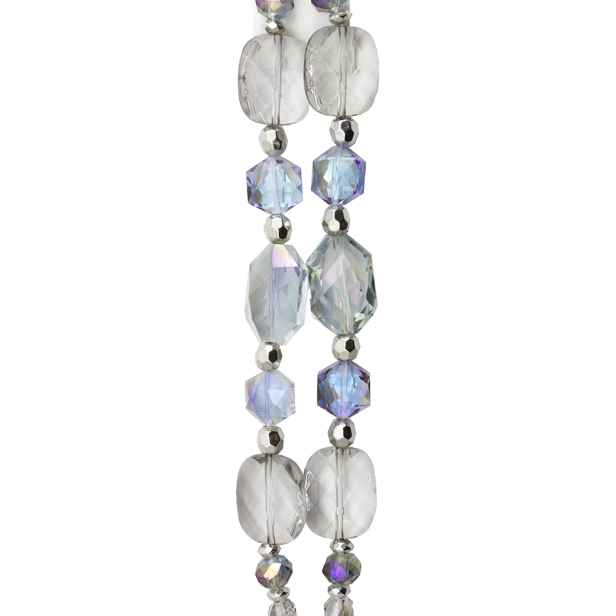 Cousin DIY Silver AB Glass and Acrylic Faceted Mirror Bead Strand - 34 Pieces - Model AJM63518518