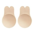 thumbnail image 1 of 4 Pairs Rabbit Ear Reusable Silicone Bust Nipple Cover Pasties Stickers Breast Adhesive Invisible Bra Lift Tape, Beige 9 cm（ S/M）, 1 of 7