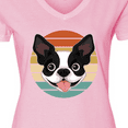 thumbnail image 4 of Inktastic Boston Terrier Dog Retro Sunset Women's V-Neck T-Shirt, 4 of 5