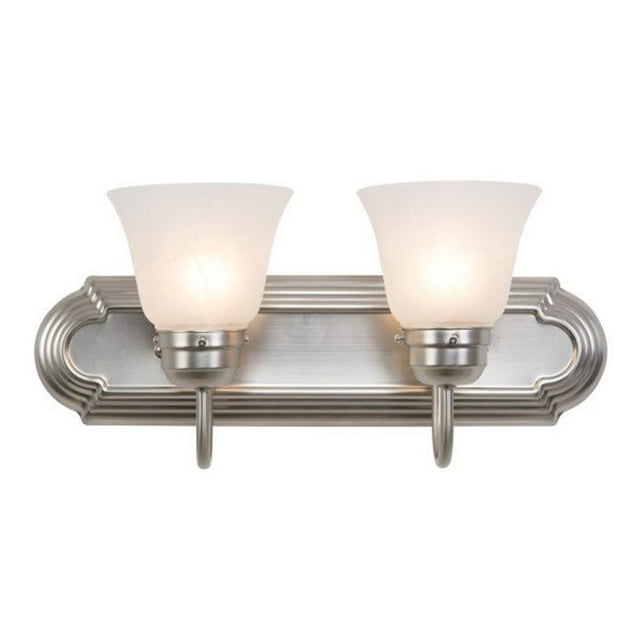 2 Light Vanity, Satin Nickel with White Frosted Glass