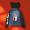 thumbnail image 5 of Disney Minnie Mouse Girl's Hoodie Jean Jacket with Ears - Fashion Hooded Denim Jacket with Sleeve Print for Kids (Size 4-12), 5 of 7