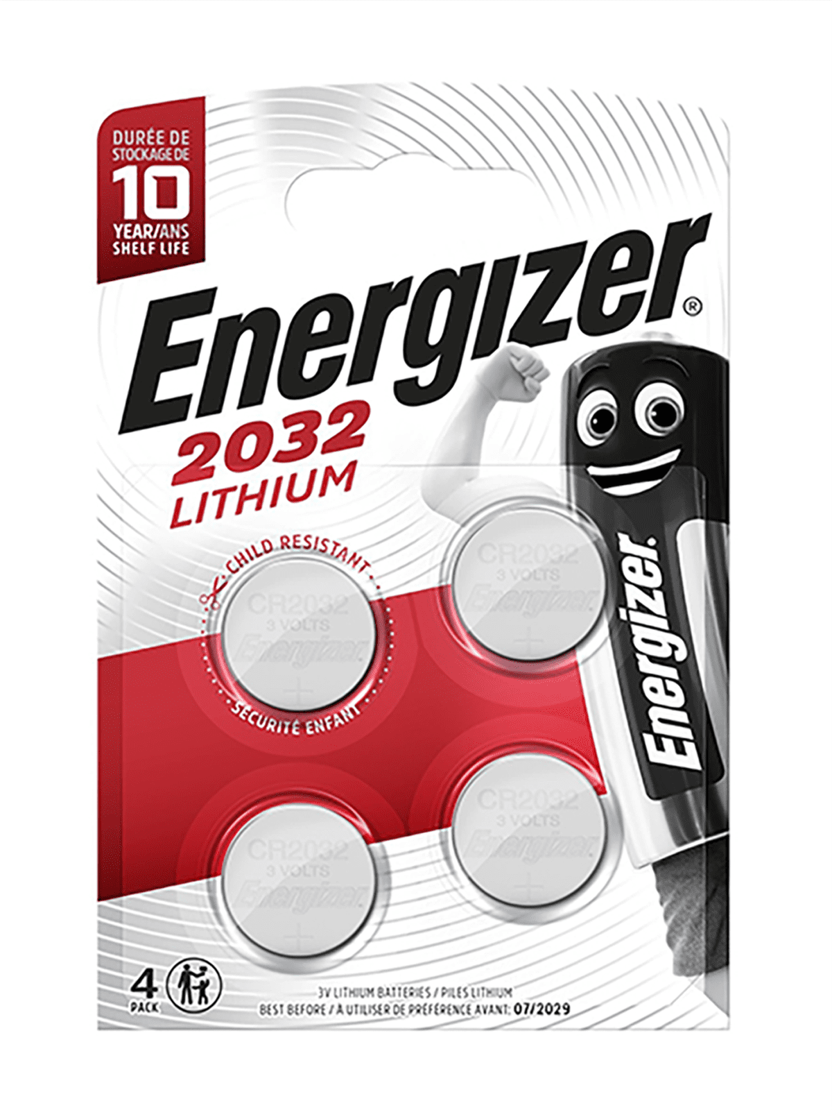 Energizer 2032 Batteries, 3V Lithium Coin, CR2032, 4 Pack