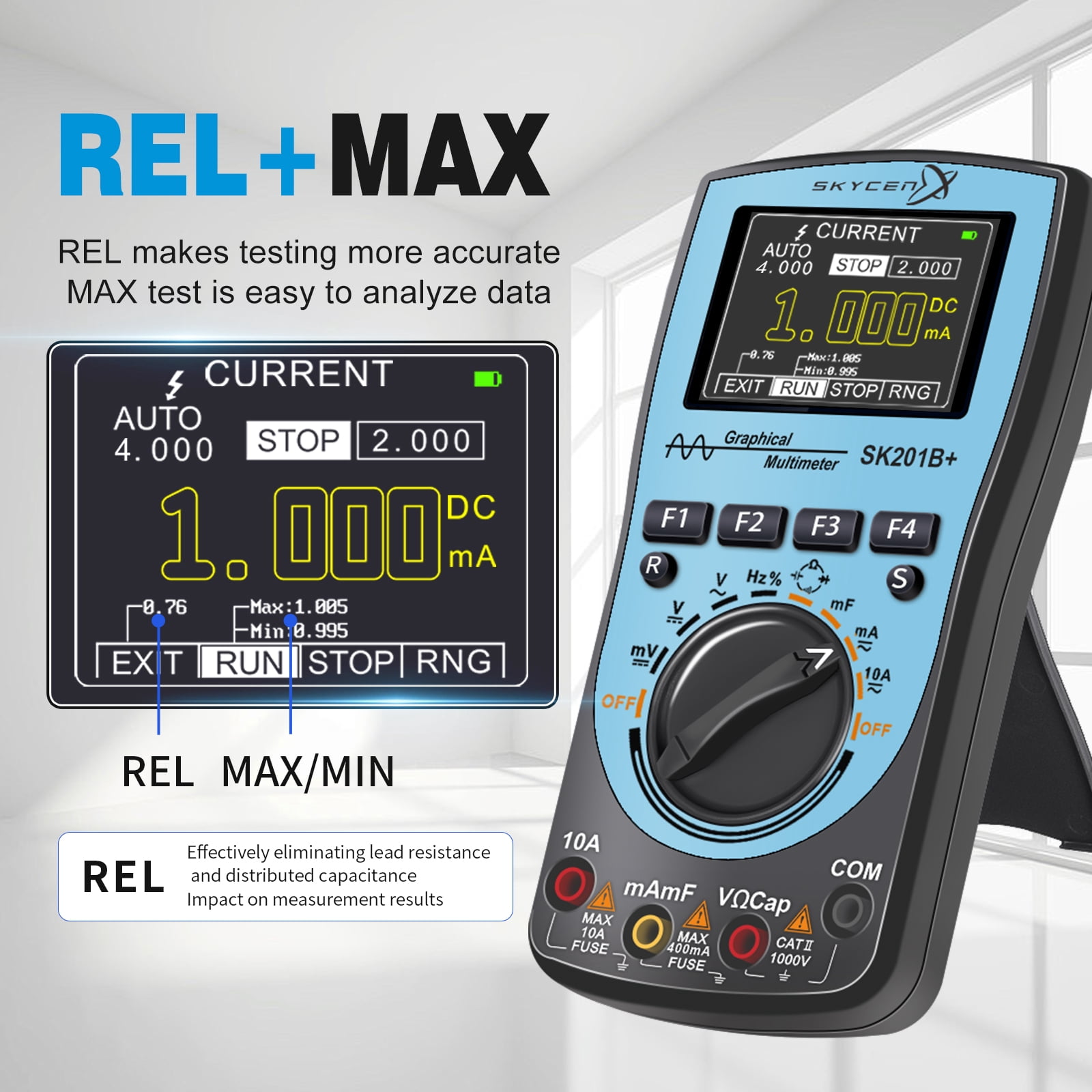 SK201B+ Digital Oscilloscope Multimeter 2 in 1 SKYCENX with 2.4 Inches Color Screen 1MHz Bandwidth 2.5Msps Sampling Rate
