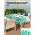 thumbnail image 4 of Outdoor Tablecloth with Umbrella Hole and Zipper, Teal Green Christmas Rectangle Table Cloth 54x80 Inch Waterproof Tablecloth, Winter Snowflake Abstract Forest Tree Picnic Table Cover for Patio, 4 of 7