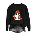 thumbnail image 4 of DIOAZUD Halloween Sweatshirts Women Spooky Ghost Print Pullovers Soft Holiday Crewneck Long Sleeve Sweater Tops Halloween Costumes Black S-XXL, 4 of 6