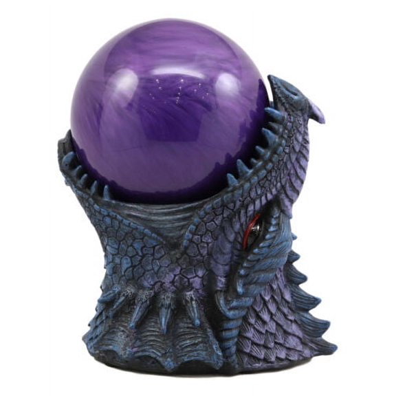 Ebros Giant Serpentine Bahamut Fire Dragon With Purple Sand Storm Ball Figurine