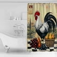 thumbnail image 4 of Extra Long Shower Curtain 72x84 Inch, Rooster Shower Curtain Waterproof Bathroom Decor Retro Pastoral Animals Watercolor Fabric Bath Curtain Set Accessories with Hooks, 4 of 6