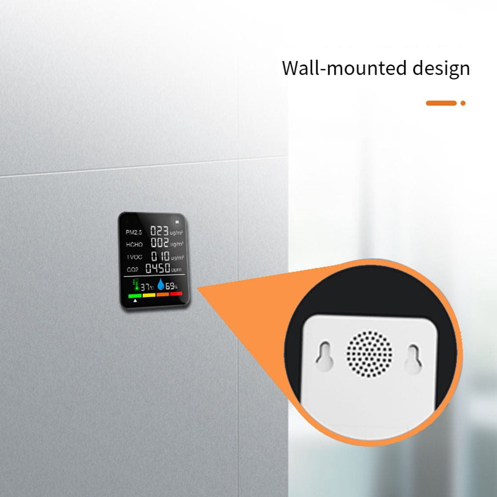 1Pcs Professional Indoor Air Quality Monitor - Air Quality Monitor Indoor, Black New Black Six-In-One