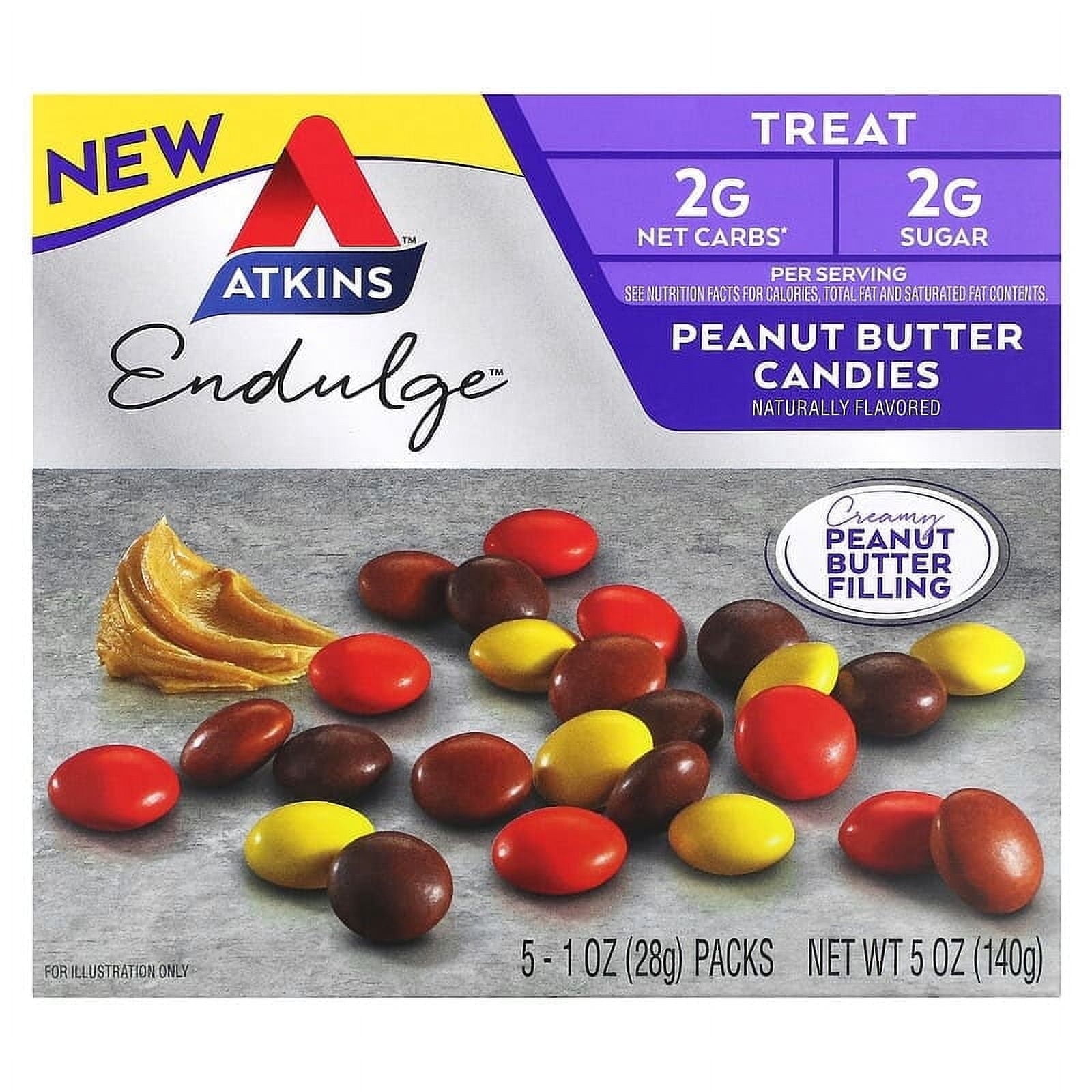Atkins, Endulge, Peanut Butter Candies, 5 Bars, 1 oz (28 g) Each Pack of 2