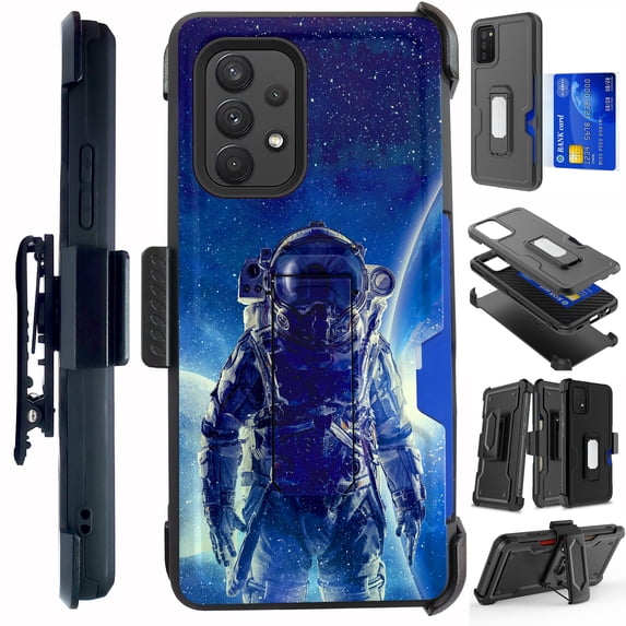 Compatible with Samsung Galaxy A33 5G Hybrid Card Holster Phone Case Cover (Astronaut)