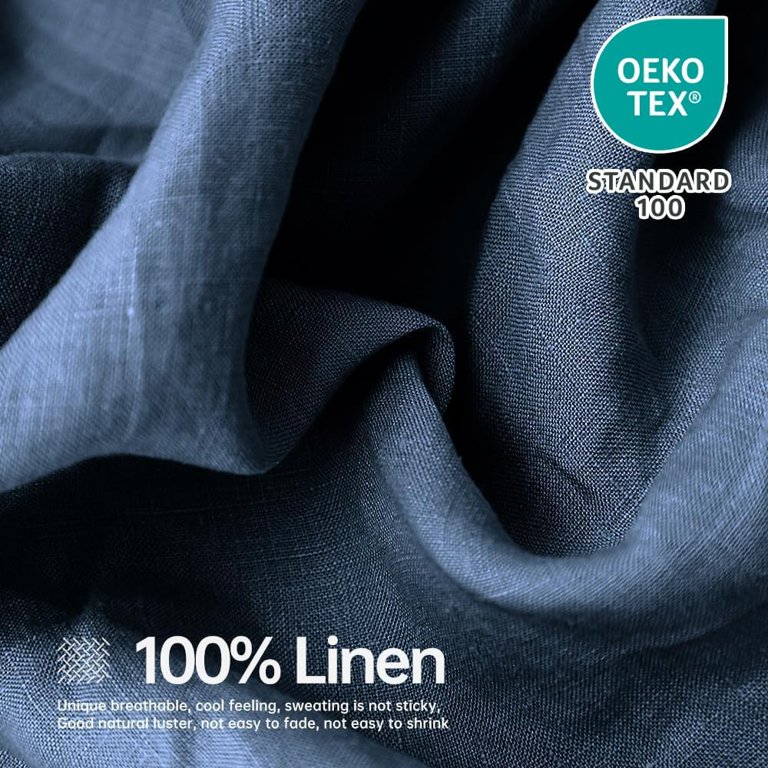Simple&Opulence 100% French Linen Sheets King Set – 4 Piece Breathable Bedding In Dusty Blue