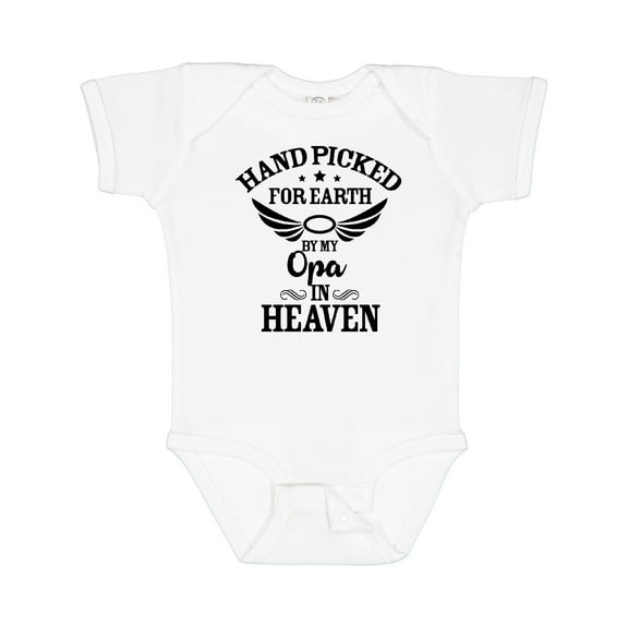 Inktastic Handpicked for Earth by My Opa in Heaven with Angel Wings Boys or Girls Baby Bodysuit