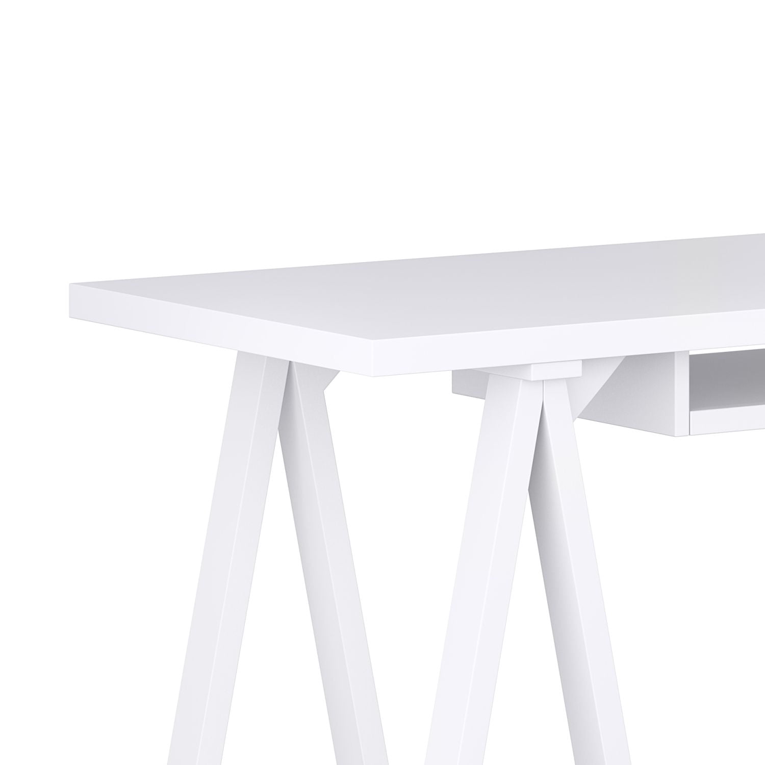 Sawhorse Desk with Keyboard Tray, Solid Wood Home Office Desk, 60 in Wide Writing Table for Study, Gaming, and Bedroom