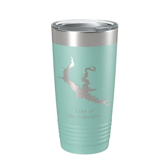 Lake of the Arbuckles Map Tumbler Travel Mug Insulated Laser Engraved Coffee Cup Oklahoma 20 oz Teal