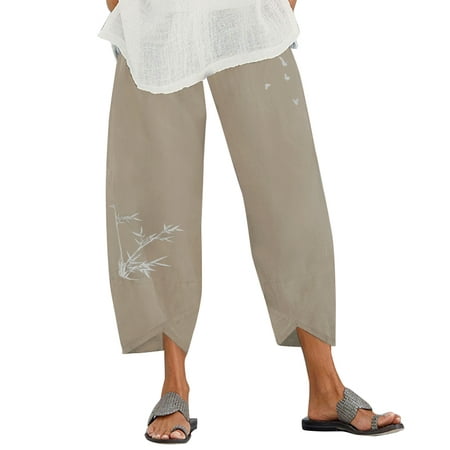 ZANZEA Women Vintage Cotton Loose Straight Cropped Pants | Walmart Canada