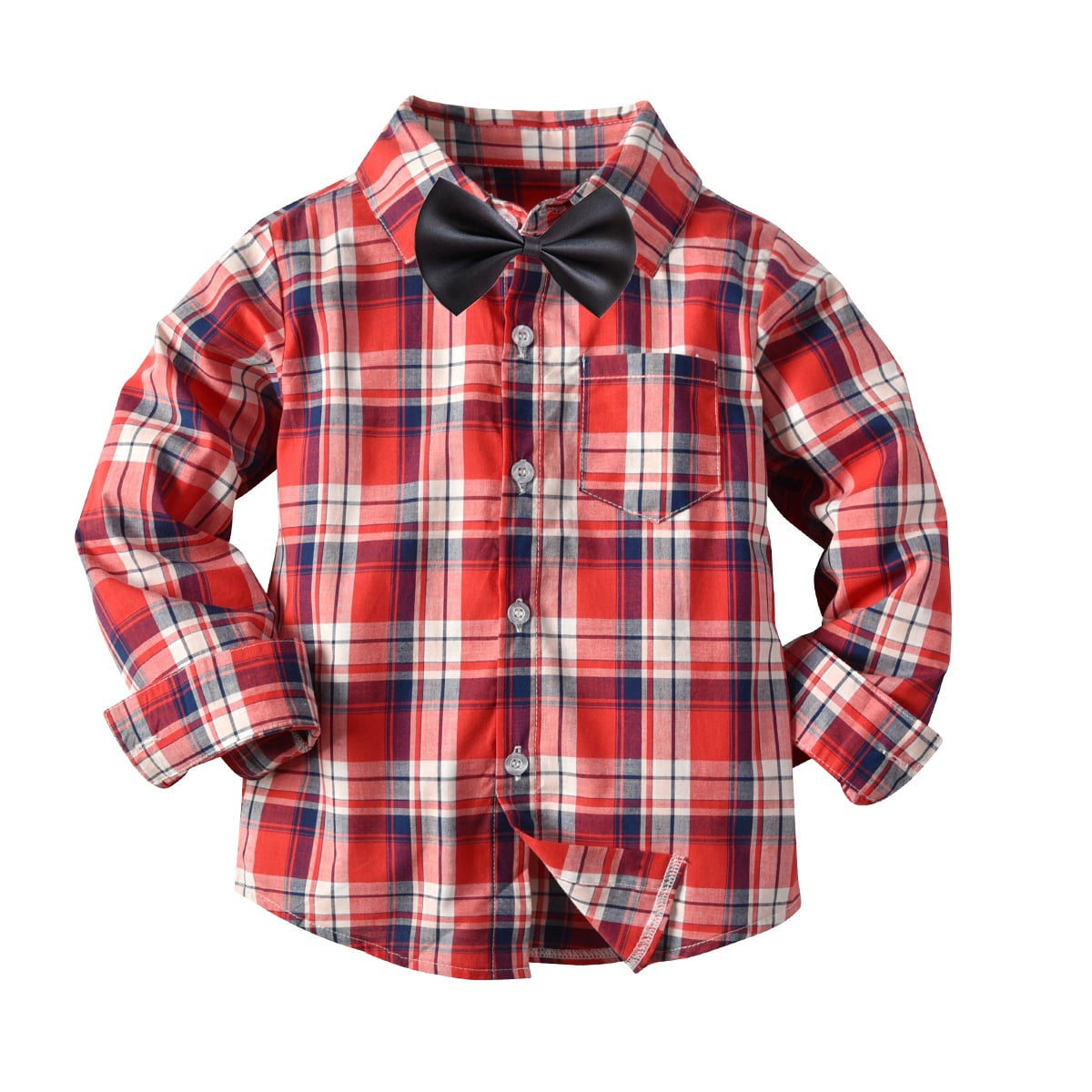 Christmas Toddler Baby Boys Gentleman Plaid Shirt Top Long Sleeve ...