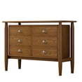 thumbnail image 5 of Modern 6-Drawer Double Dresser Storage Cabinet Mid Century Storage Organizer Closet for Living Room Bedroom Walnut, 5 of 6