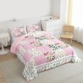 thumbnail image 3 of Homewish Cute Rustic Flower Bedding Comforter Set,Country Botanical Twin Comforter Sets,Pink Geometric Checkered Bedding Set For Girls Kids,Breathable Home Decor Reversible,2pcs, 3 of 8