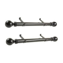 Steel Curtain Rods - 12-20 Inch Set - Black Drapery Rods with Finials