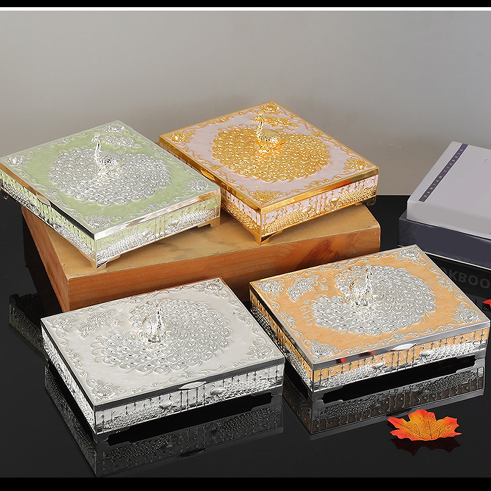 Elegant Peacockbird Jewelry Box Metal Alloy Storage Planner For Earrings Necklaces Home Deck