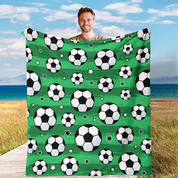 LHSHID Flannel Fleece Blanket American Football Field Green for Bedroom Couch Travelling Comfortable All Season Air Conditioning Blanket for Adult Chidern 30x40in