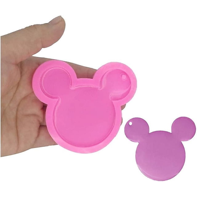 2 piezas de dibujos animados Mickey forma de cabeza llavero molde de silicona Diy Topper decoración antiadherente accesorios de cocina Premium bandeja para hornear bandeja de helado para Homema