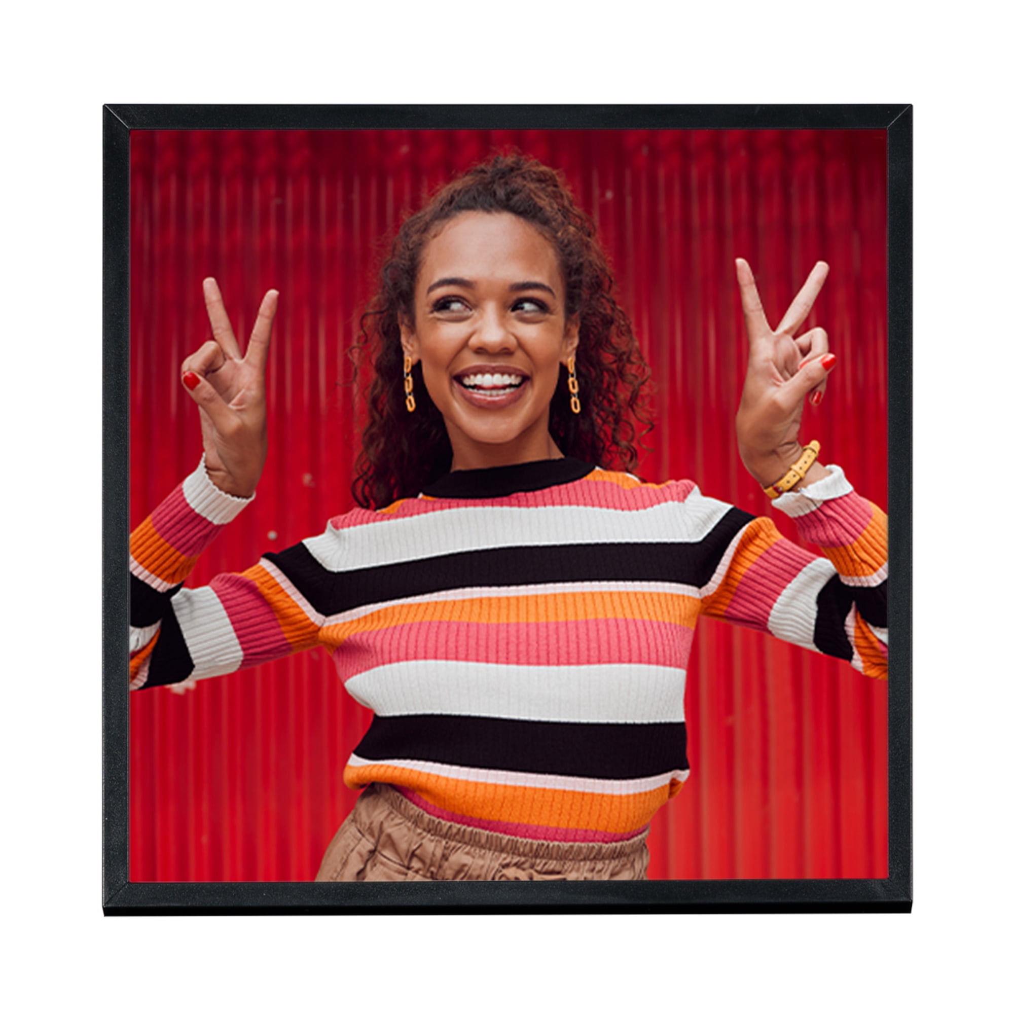 TilePix 8x8 Black Photo Frame – Customizable Magnetic Frame for Gallery Wall, Nail-Free Hanging Photo Tile