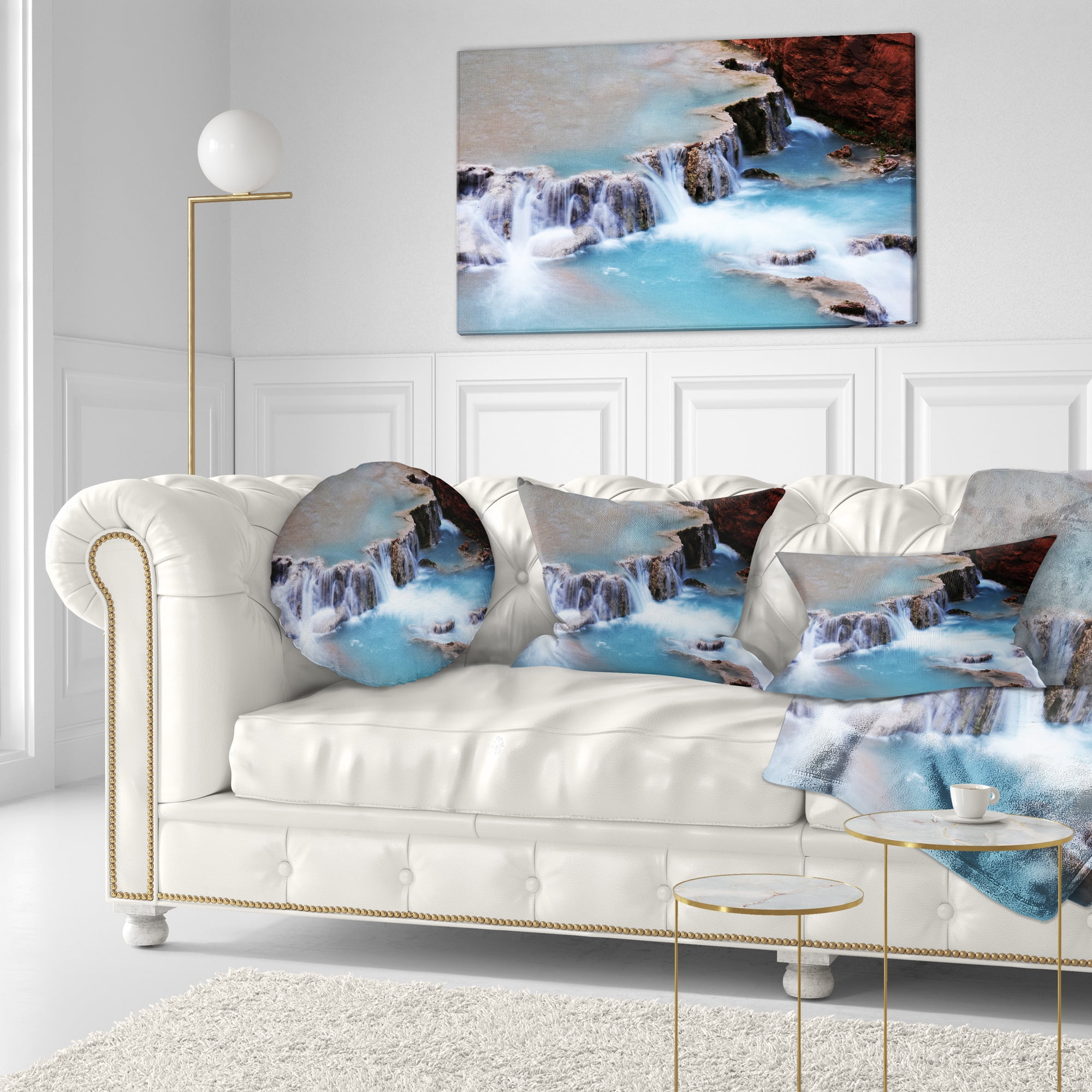 Designart 12" x 20" Blue Polyester Throw Pillow
