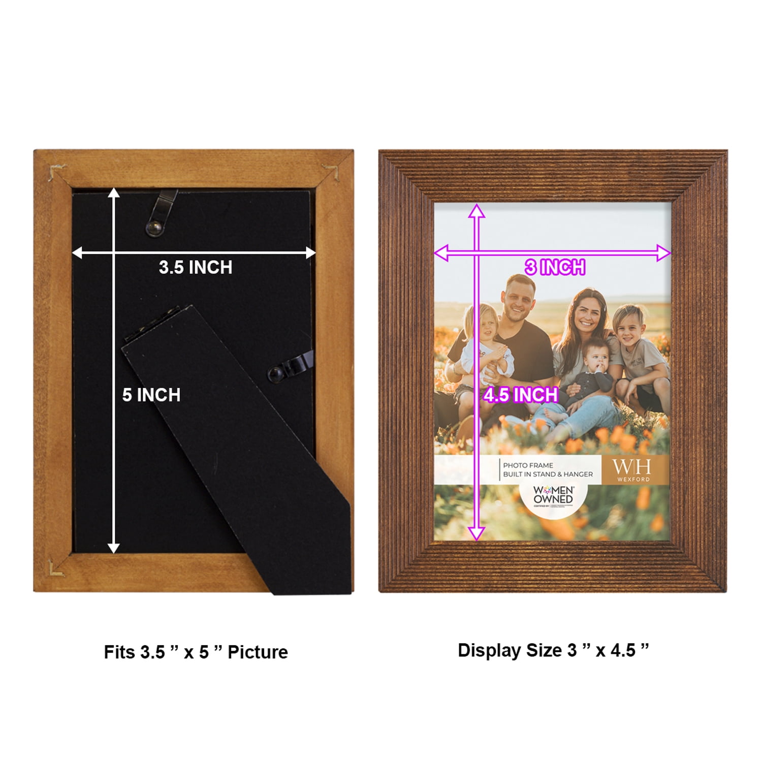 Traditional Walnut Tone Picture Frame, 3.5 x 5