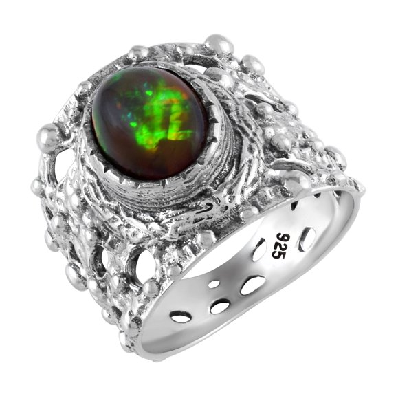 Black Opal Gemstone Ring