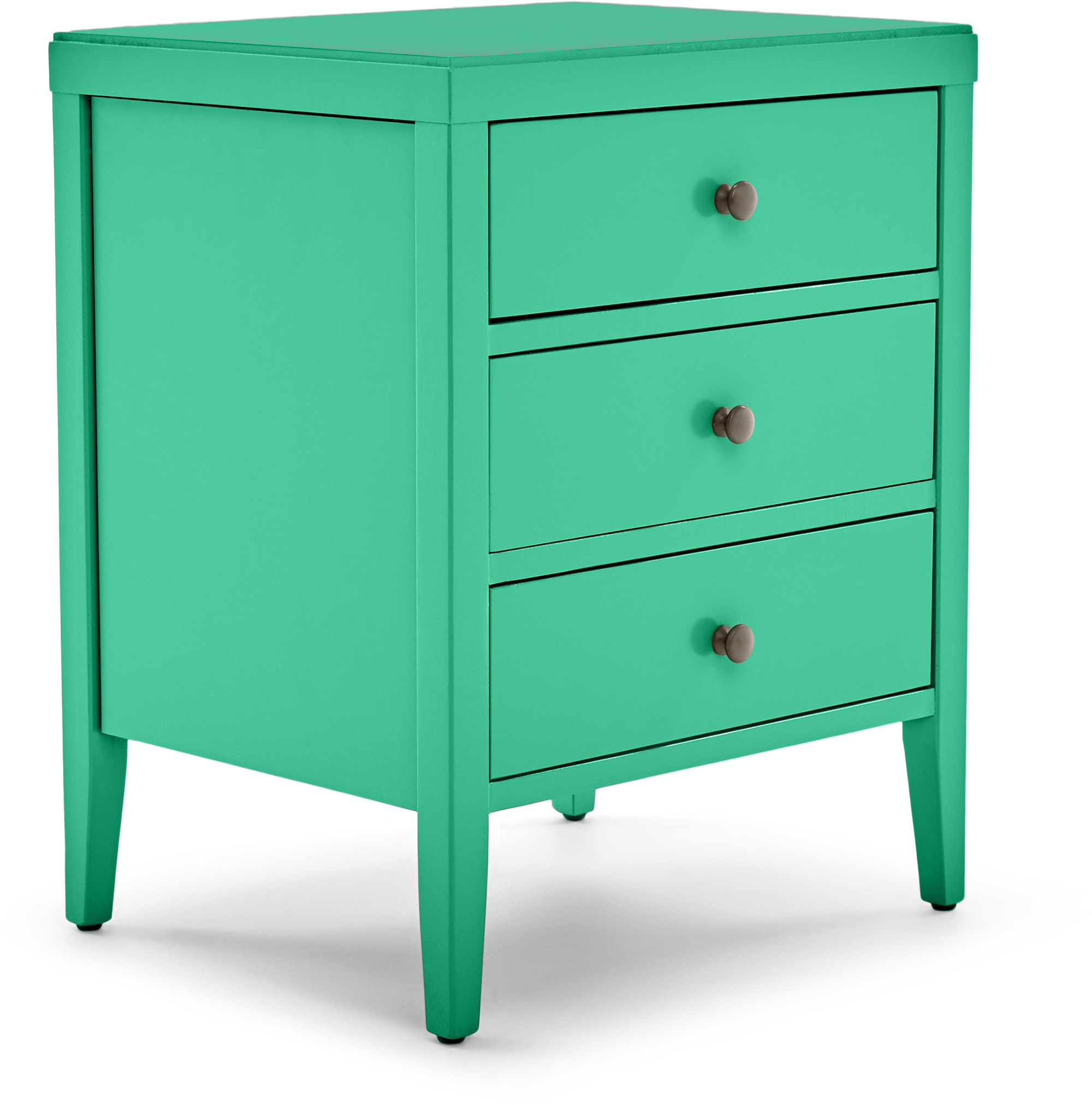 ClickDecor Finley Wood Nightstand End Table with 3 Drawers, Turquoise