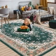thumbnail image 3 of Homore Antique Floral Faux Wool Area Rug, 6' x 9', Green, 3 of 8