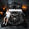 thumbnail image 2 of Homewish Halloween Gothic Skull Queen Comforter Set, Spider Floral Comforter Sets Queen, Black Gray, Black Reversible, 3-Piece 1 Comforter and 2 Pillowcases, 2 of 6
