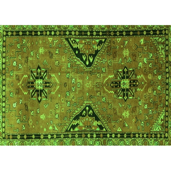 Ahgly Company Indoor Rectangle Persian Green Traditional Area Rugs, 2' x 4'