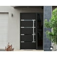 thumbnail image 4 of Front Exterior Prehung Steel Door / Deux 1105 Black Enamel / Side Exterior Window Sidelite / Stainless Inserts Entry Metal Modern Painted W36+14" x H80" Left hand Inswing, 4 of 6