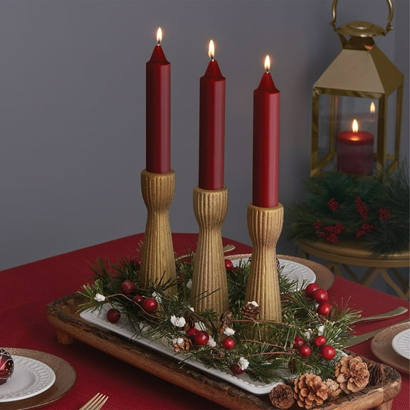 ROOT Candles Unscented Smooth Collenette Taper Candles, 9-Inch Tall, Box of 4, Color: Garnet