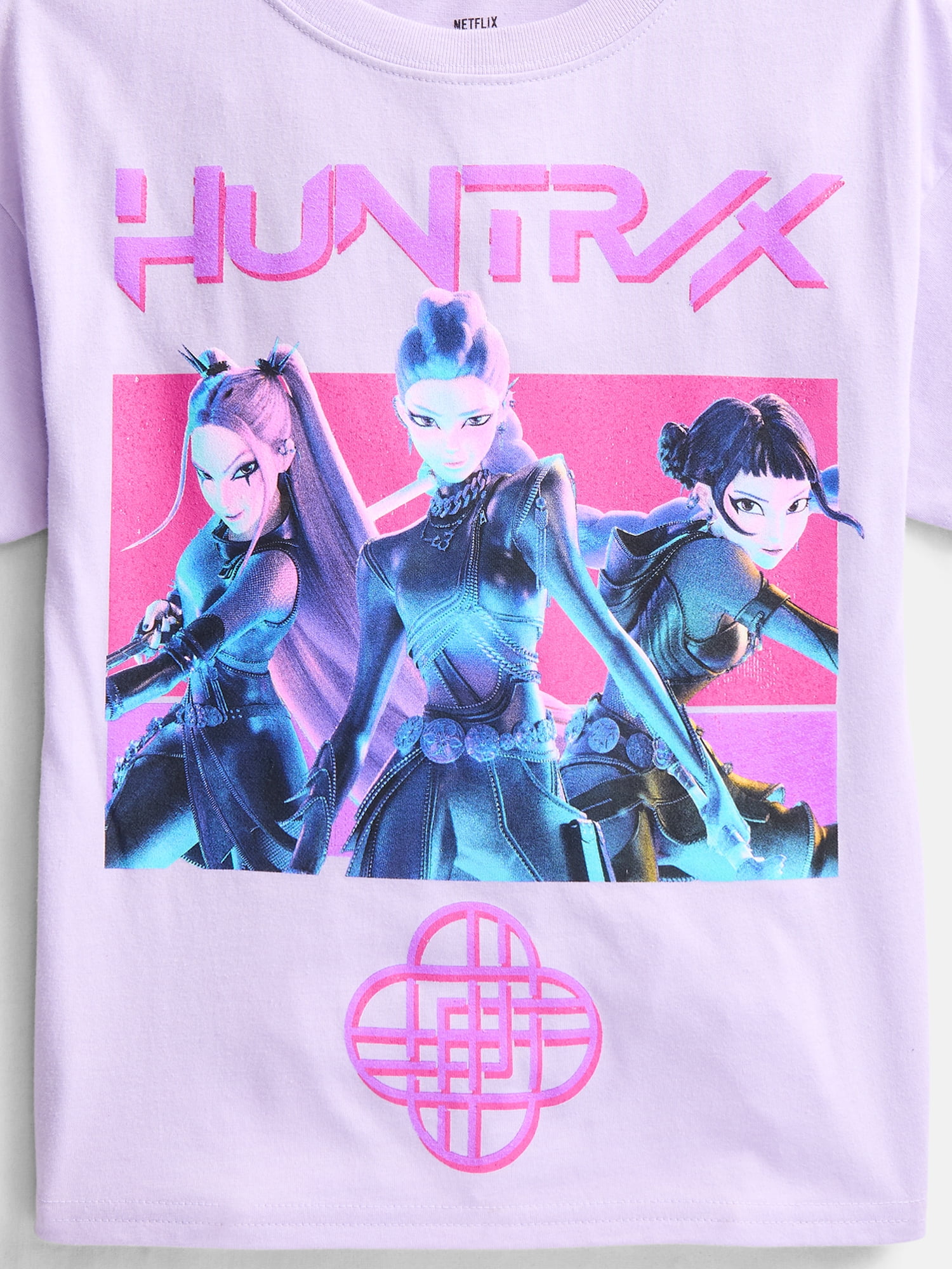 K Pop Demon Hunters Huntrix Girls Graphic Tee with Short Sleeves, Size XS-XL