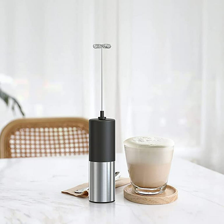Stainless Milk Frother Handheld, Battery Operated Travel Coffee Frother  Milk Foamer Drink Mixer Stainless Steel Whisks for Hot Chocolate