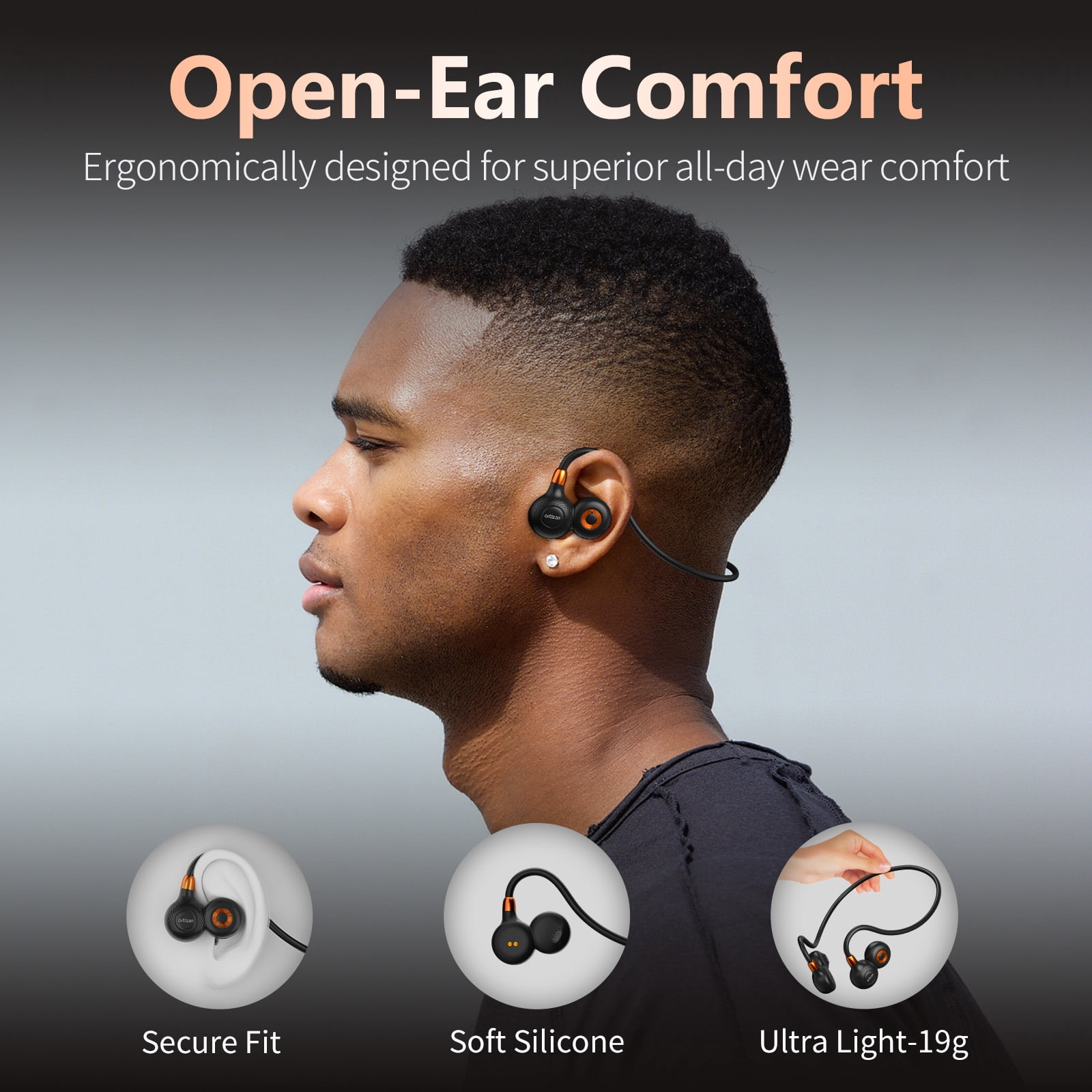 Open Ear Headphones,2026 Stereo Bluetooth 5.4 Headphones Deep Bass Ear Bud,Bluetooth Earbuds with Microphone，IPX7 Waterproof Earphone for Gym/Running/Workout