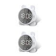 thumbnail image 2 of Ounissouiy Reloj despertador con pantalla de espejo LED para interiores, reproductor de música multifuncional recargable compatible con Bluetooth, brillo Blanco 2piezas Ounissouiy CBP162322, 2 of 6