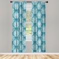 thumbnail image 3 of Ambesonne Blue and White Curtains, Curly Flowers, Pair of 28"x84", Blue and White, 3 of 5