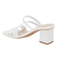thumbnail image 4 of YDN Women's Strappy Square Open Toe Slide Sandals Slip On Block Mid Heels Mules Slippers Daily Dressy Party Shoes Size 5 White, 4 of 4