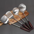 thumbnail image 2 of 15 inch Large Spatula Slotted Turner Soup Ladle 304 Stainless Steel Wok Spatula Set Slotted Spoon for Cooking Utensils Set Long Wooden Handle Ladles Kitchen Metal Spatulas Cooking Spoons, 2 of 4