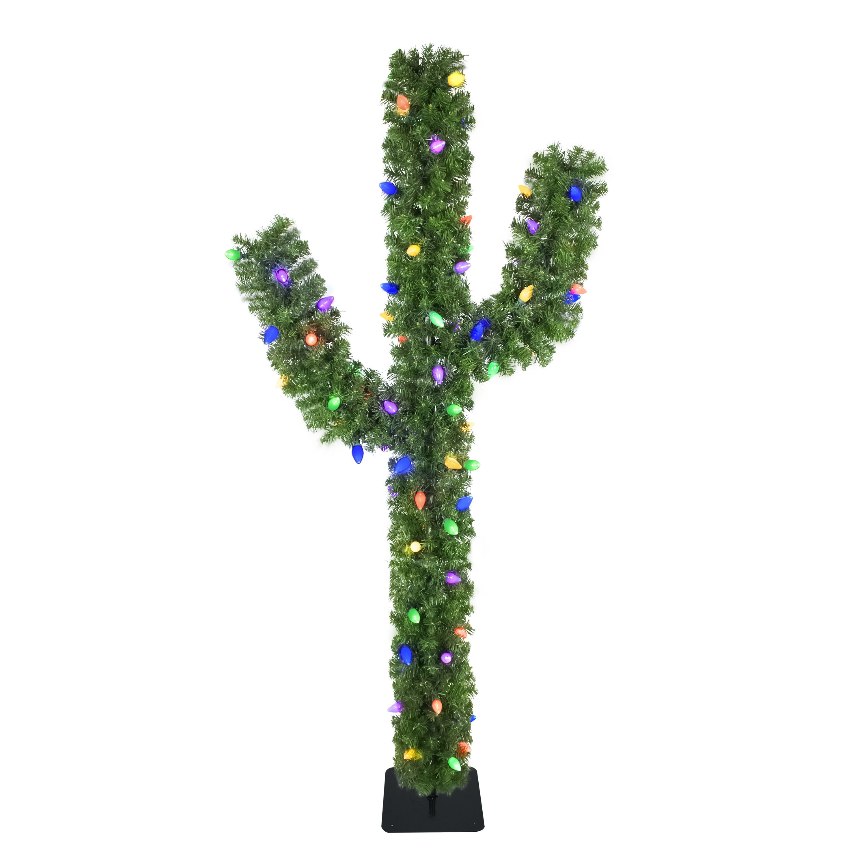 Holiday Time PreLit Artificial Cactus Christmas Tree, 6'